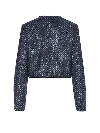 GUESS | Nombre del producto: Chaqueta ELISA
Marca: GUESS
Color: azul oscuro
Categorías: Moda, Mujer
Largo de manga: Manga larga
Escote: Cuello redondo
Material: Poliéster / Poliamida, Algodón, Boucle
Estampado: Liso
Corte (Prenda exterior): Regular
Estilo: Yo |